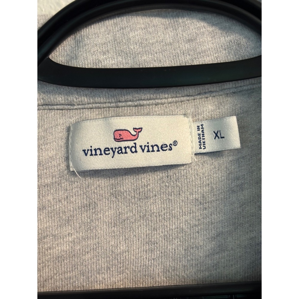 Vineyard Vines Womens XL Gray Quarter Zip Pullover Canvas Shoulder Patch Sweater - Picture 5 of 8